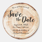 Personalized Rustic Wedding Save the date Wood Magnet