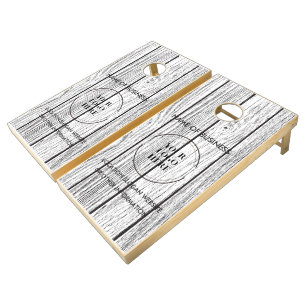 Custom Wood Grain Business Logo Cornhole Set