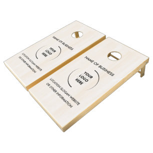 Custom Wood Grain Business Logo Cornhole Set