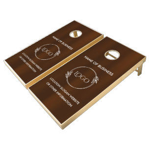 Custom Wood Grain Business Logo Cornhole Set