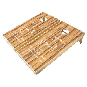 Custom Wood Grain Business Logo Cornhole Set