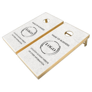 Custom Wood Grain Business Logo Cornhole Set