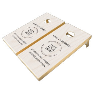 Custom Wood Grain Business Logo Cornhole Set