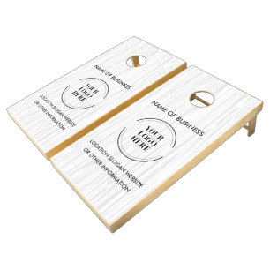 Custom Wood Grain Business Logo Cornhole Set