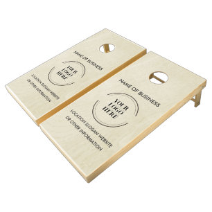 Custom Wood Grain Business Logo Cornhole Set