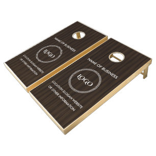 Custom Wood Grain Business Logo Cornhole Set