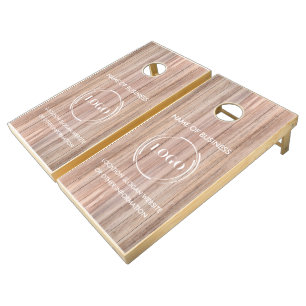 Custom Wood Grain Business Logo Cornhole Set