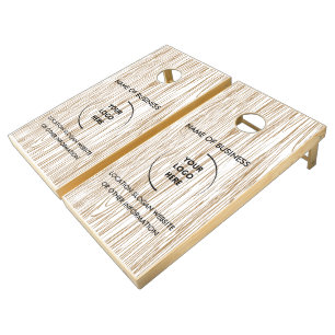 Custom Wood Grain Business Logo Cornhole Set