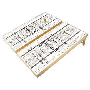 Custom Wood Grain Business Logo Cornhole Set