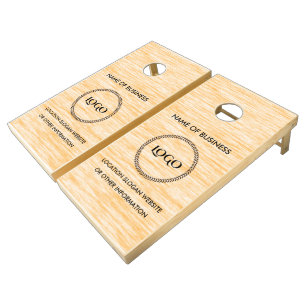 Custom Wood Grain Business Logo Cornhole Set