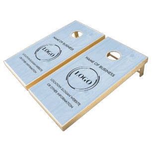 Custom Wood Grain Business Logo Cornhole Set