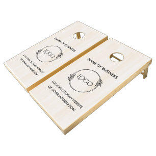 Custom Wood Grain Business Logo Cornhole Set