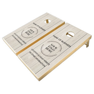 Custom Wood Grain Business Logo Cornhole Set