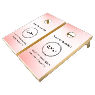 Custom Wood Grain Business Logo Cornhole Set