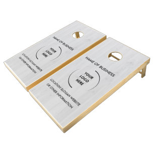 Custom Wood Grain Business Logo Cornhole Set