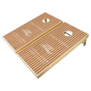 Custom Wood Grain Business Logo Cornhole Set