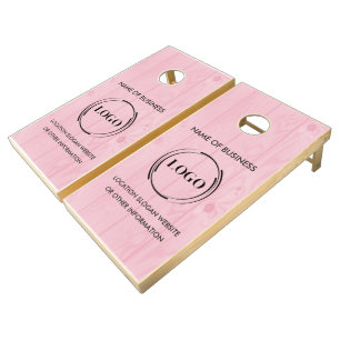 Custom Wood Grain Business Logo Cornhole Set