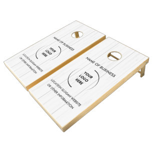 Custom Wood Grain Business Logo Cornhole Set