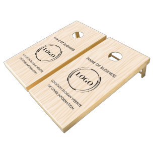 Custom Wood Grain Business Logo Cornhole Set