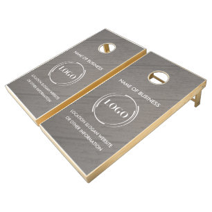 Custom Wood Grain Business Logo Cornhole Set