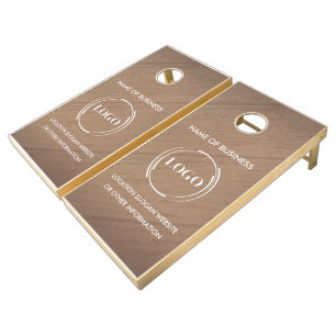 Custom Wood Grain Business Logo Cornhole Set