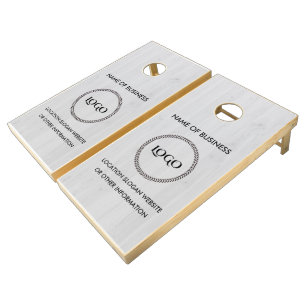 Custom Wood Grain Business Logo Cornhole Set