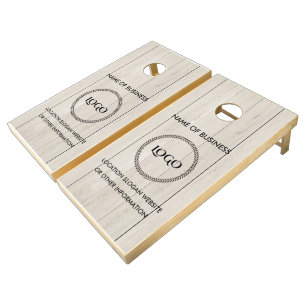 Custom Wood Grain Business Logo Cornhole Set