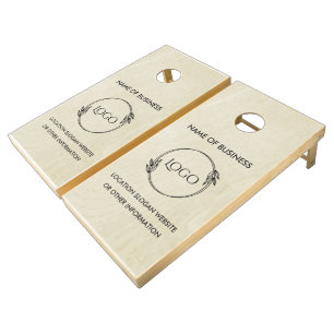 Custom Wood Grain Business Logo Cornhole Set