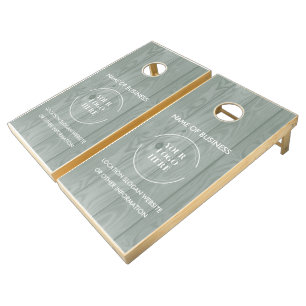 Custom Wood Grain Business Logo Cornhole Set