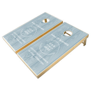 Custom Wood Grain Business Logo Cornhole Set