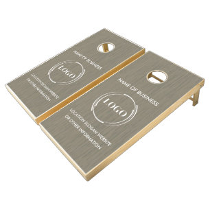 Custom Wood Grain Business Logo Cornhole Set