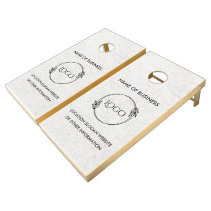 Custom Wood Grain Business Logo Cornhole Set