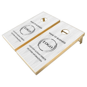 Custom Wood Grain Business Logo Cornhole Set