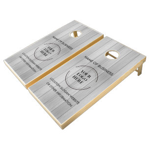 Custom Wood Grain Business Logo Cornhole Set