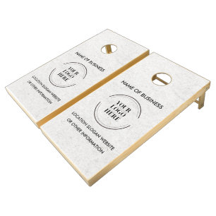 Custom Wood Grain Business Logo Cornhole Set