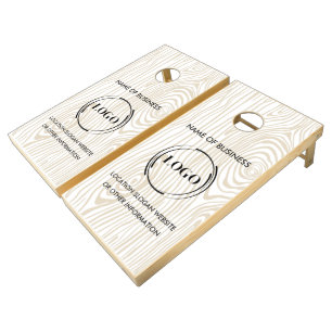 Custom Wood Grain Business Logo Cornhole Set