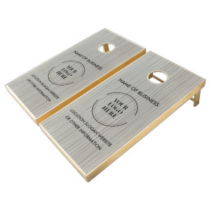 Custom Wood Grain Business Logo Cornhole Set