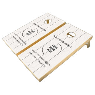 Custom Wood Grain Business Logo Cornhole Set