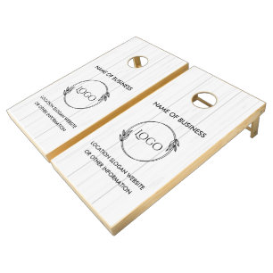 Custom Wood Grain Business Logo Cornhole Set
