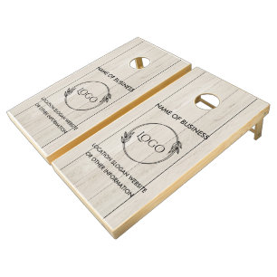 Custom Wood Grain Business Logo Cornhole Set
