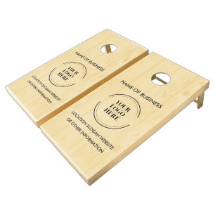 Custom Wood Grain Business Logo Cornhole Set