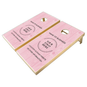 Custom Wood Grain Business Logo Cornhole Set