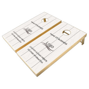 Custom Wood Grain Business Logo Cornhole Set