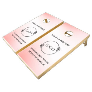 Custom Wood Grain Business Logo Cornhole Set