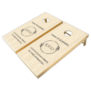 Custom Wood Grain Business Logo Cornhole Set