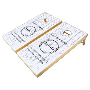 Custom Wood Grain Business Logo Cornhole Set