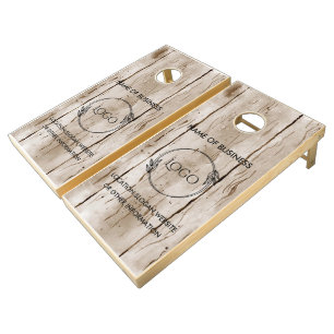 Custom Wood Grain Business Logo Cornhole Set