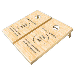 Custom Wood Grain Business Logo Cornhole Set