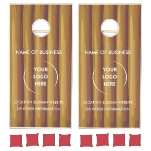 Custom Wood Grain Business Logo Cornhole Set
