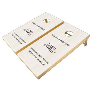 Custom Wood Grain Business Logo Cornhole Set